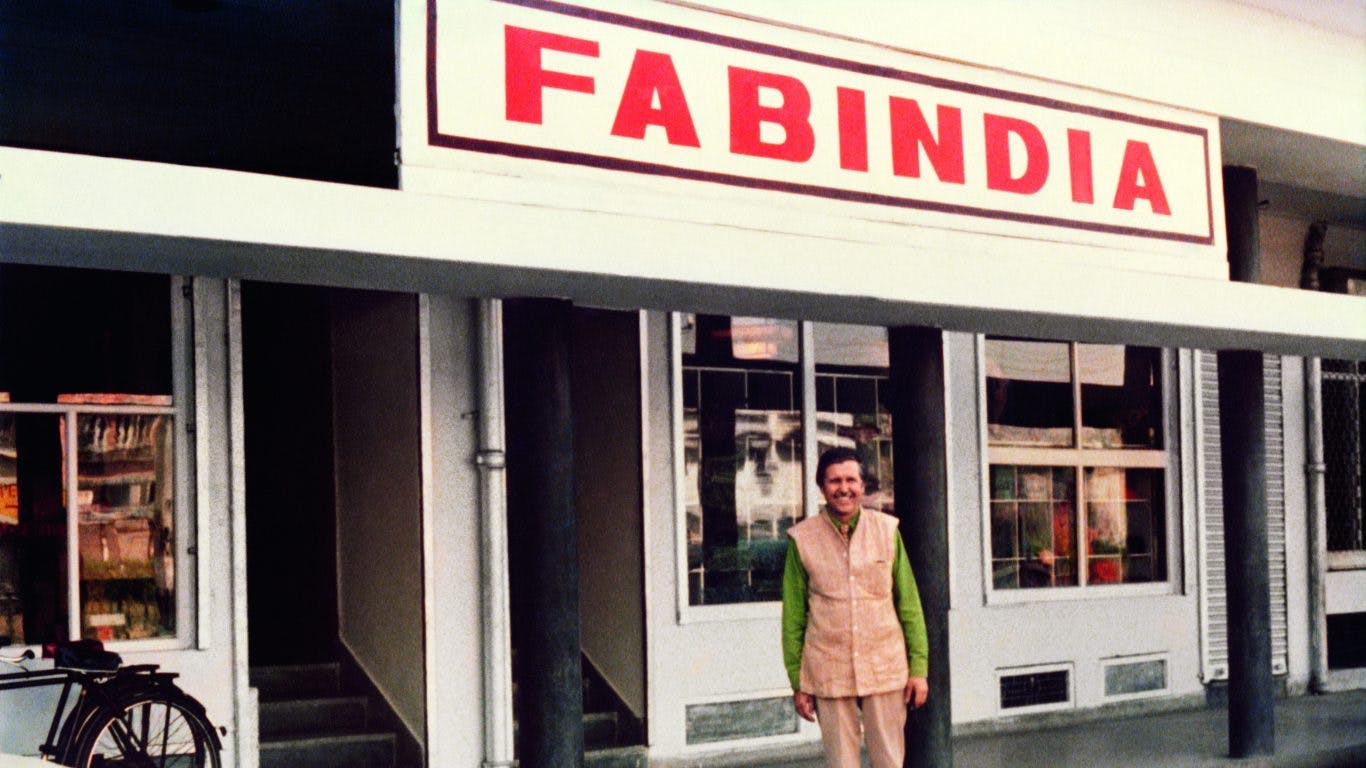 John Bissell at the Fabindia store in New Delhi