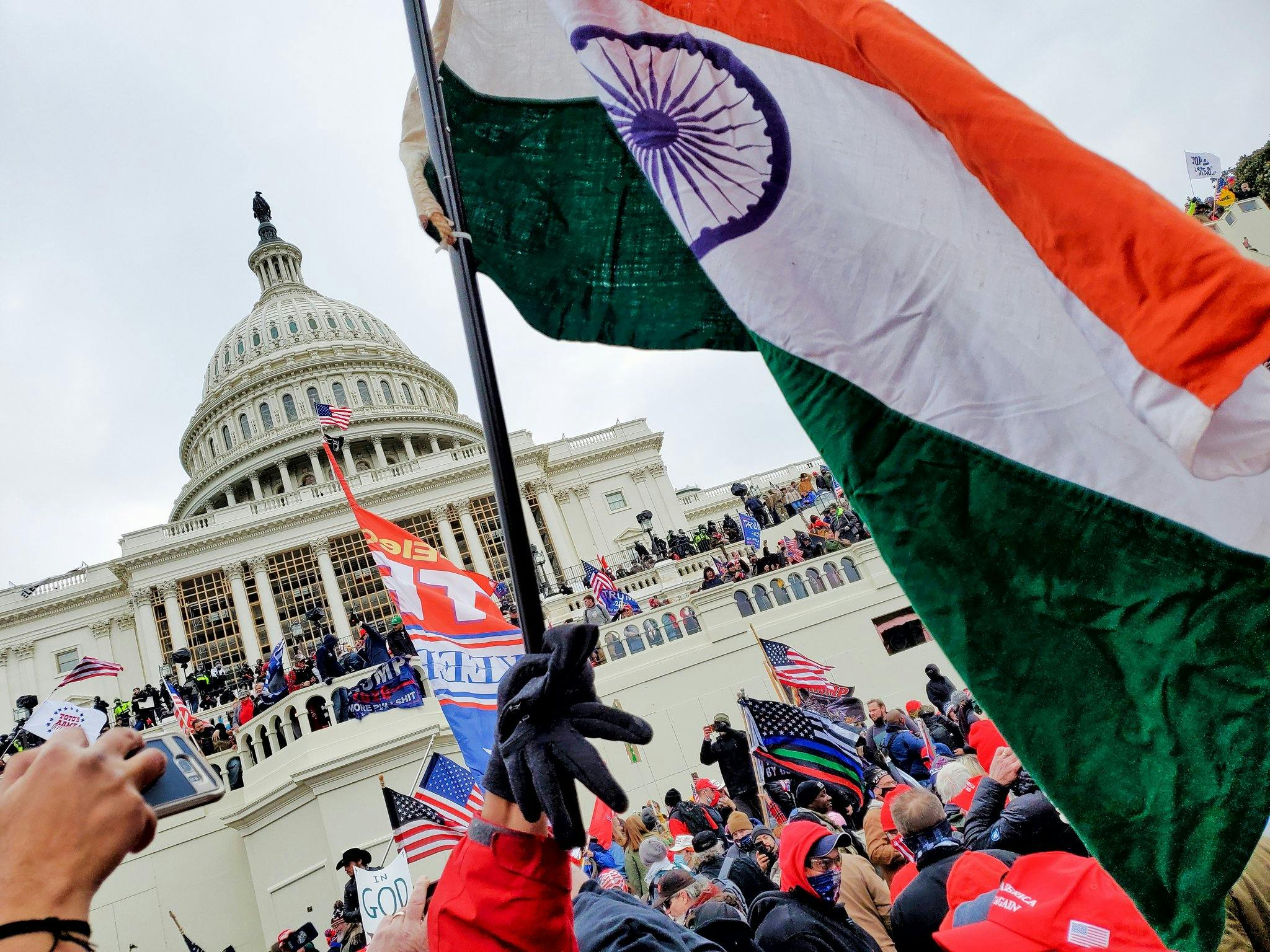 The Indian Flag at Capitol Hill on January 6, 2021 (via Twitter)