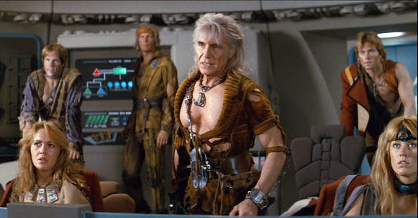 LOS ANGELES - JUNE 4: Ricardo Montalban as Khan Noonien Singh (center) in the movie, "Star Trek II: The Wrath of Khan" (Release date, June 4, 1982) (CBS via Getty Images)
