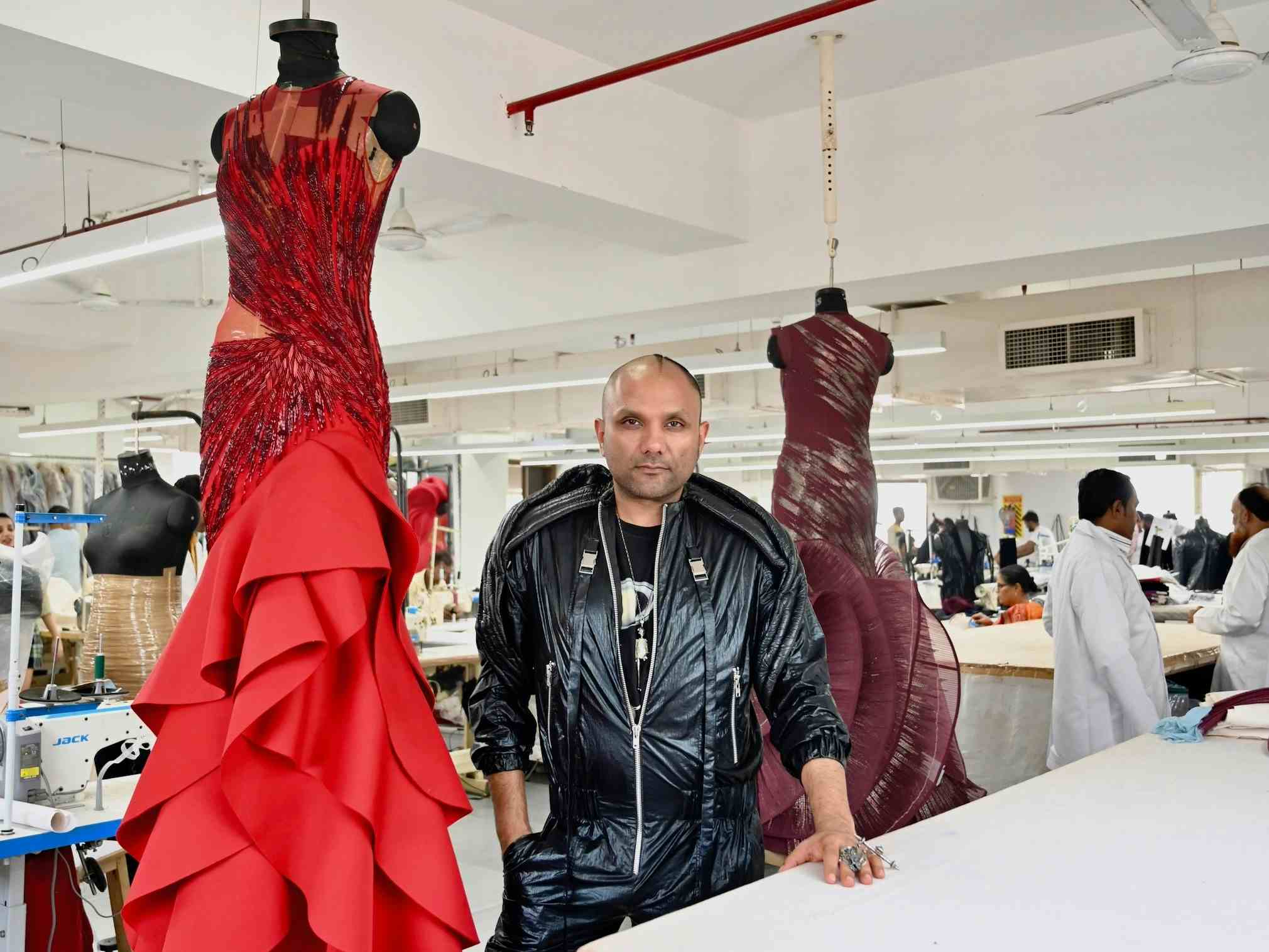 Couturier Gaurav Gupta on the Tailor Floor at his newly-opened five-storied atelier on November 5, 2022 in New Delhi, India (Rubina A. Khan/Getty Images)
