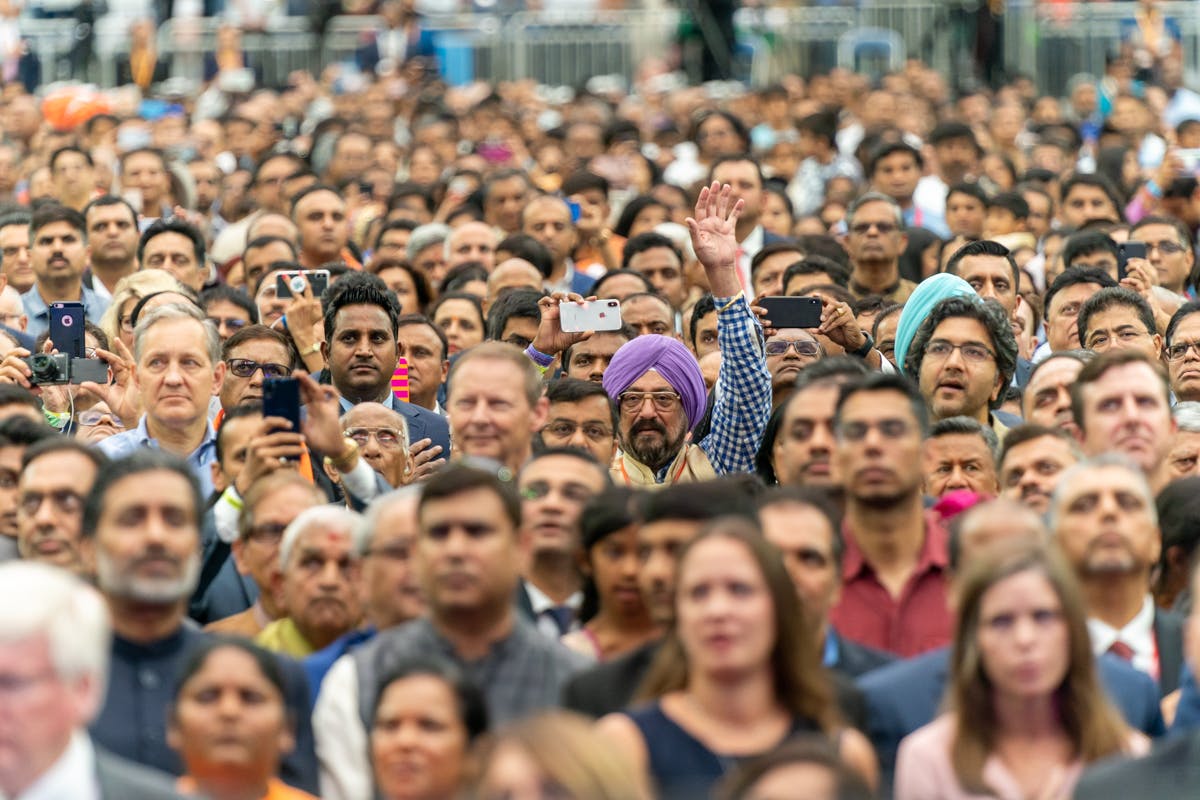 A crowd of more than 50,000 people cheer President Donald Trump and India's Prime Minister Narendra Modi on Sunday, Sept. 22, 2019, at Howdy Modi! at NRG Stadium in Houston, Texas (Official White House Photo by Shealah Craighead)
