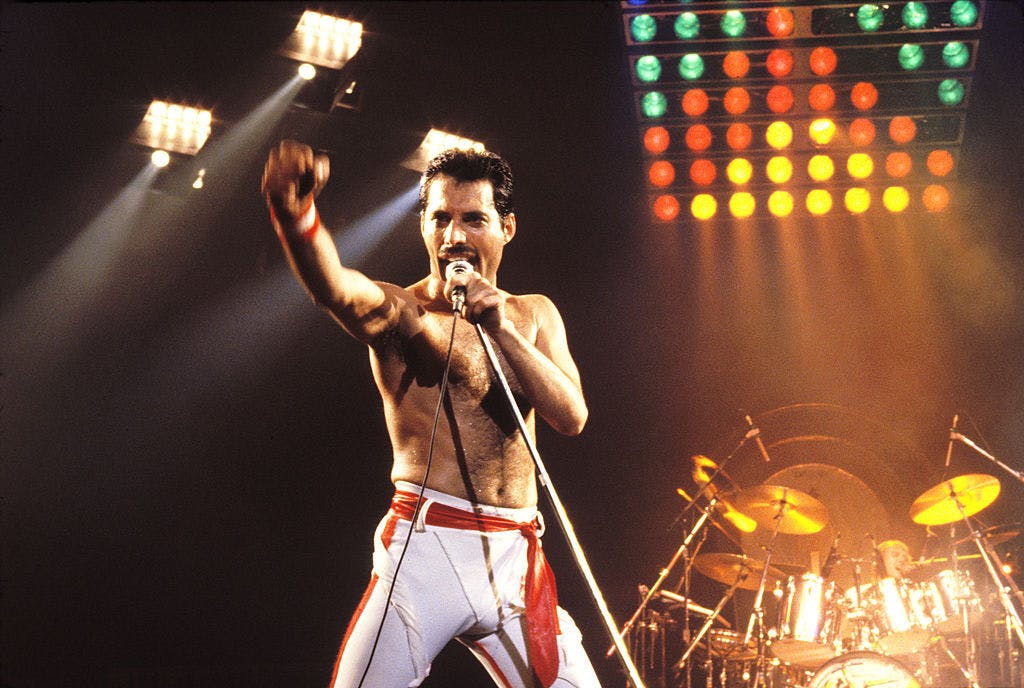 Freddie Mercury of Queen, 1982 Tour in Oakland, California (Steve Jennings/WireImage)