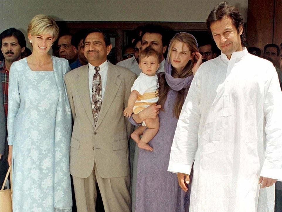 Jemima Khan with Princess Diana and Imran Khan in Pakistan (Getty)