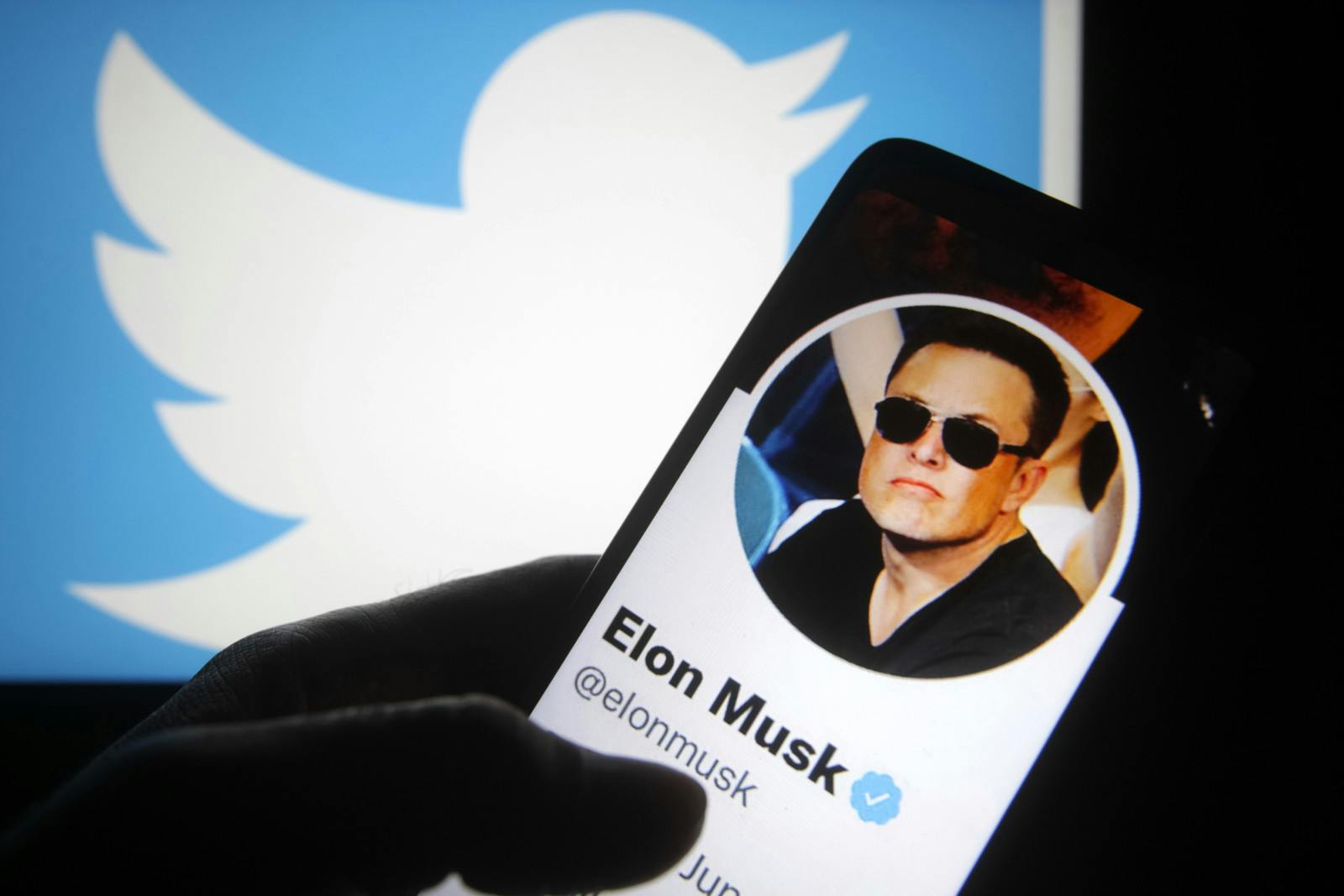 Elon Musk on a background of Twitter