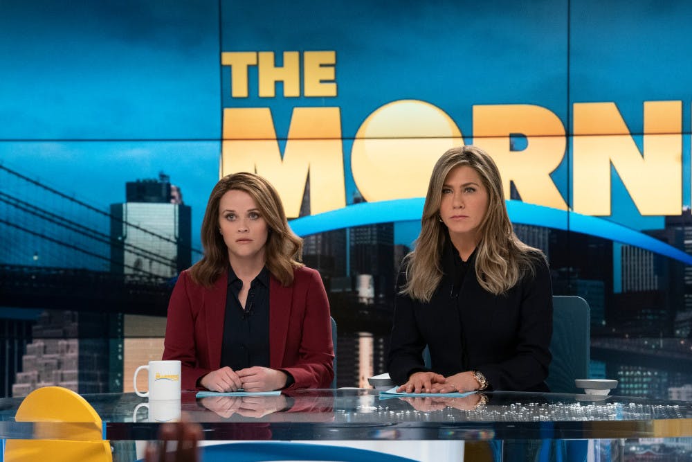 Reese Witherspoon and Jennifer Aniston in Apple TV+'s “The Morning Show” (Apple)