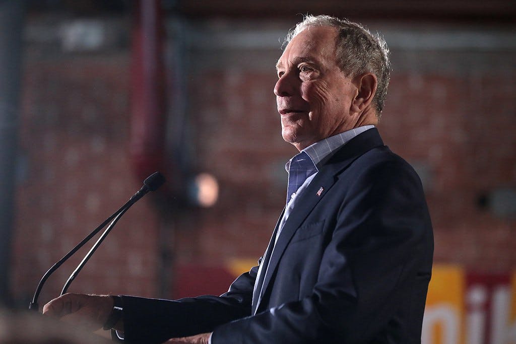 Former Mayor Mike Bloomberg speaking with supporters at a campaign rally at Warehouse 215 at Bentley Projects in Phoenix, Arizona (Gage Skidmore)