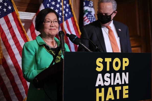 Senator Mazie Hirono (D-HI) speaks during a news conference following the passage of the COVID-19 Hate Crimes Act, April 22, 2021 in Washington, DC (Chip Somodevilla / Getty)